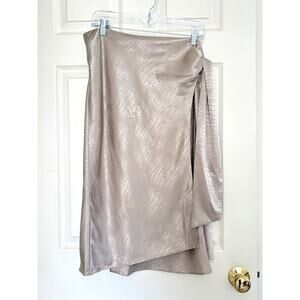Anthropology Hutch NWT Skirt Taupe Wrap Textured Satin Zips Beige Midi Size 6